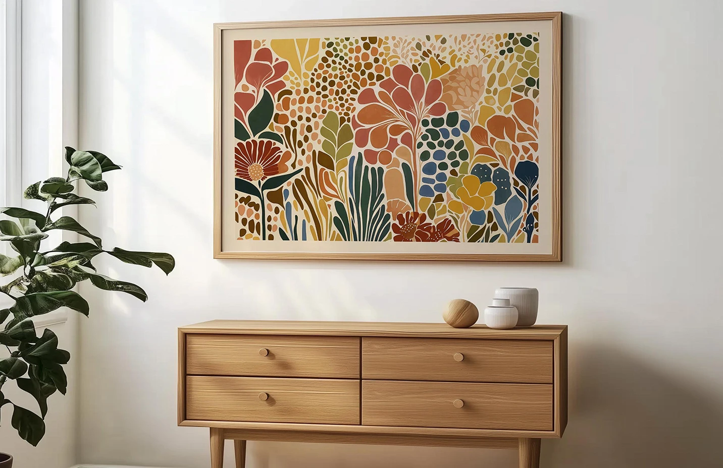 Matisse Botanical Art Flower Print, Wall Art, Modern Flower Prints Scandi, Contemporary Bedroom Decor, No Framed