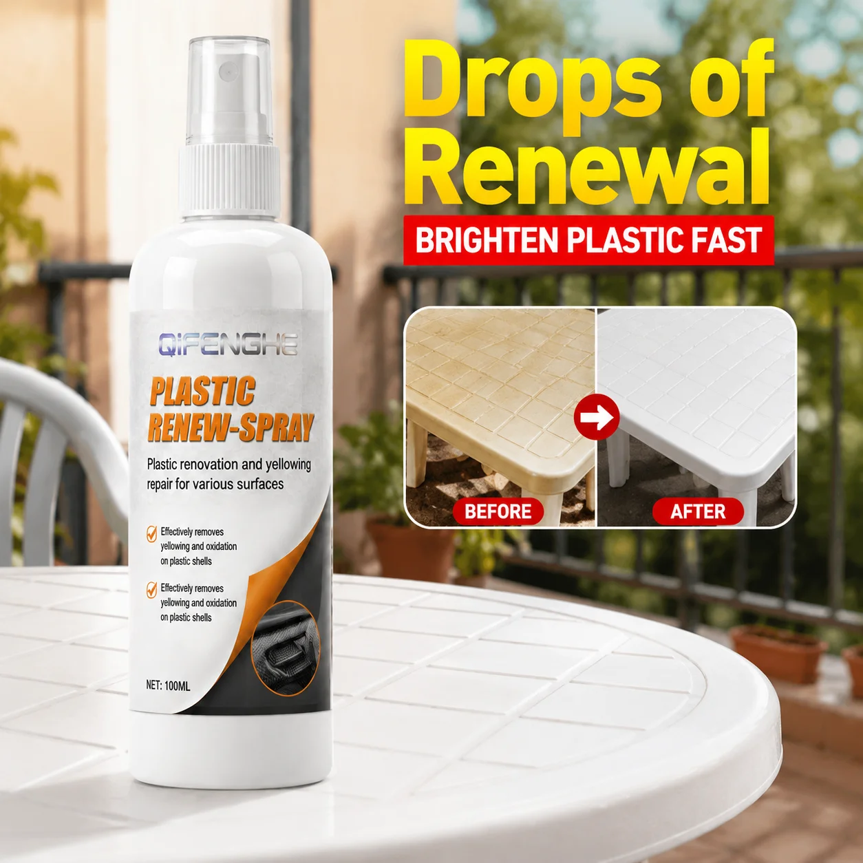 Anti-Yellow Plastic Restorer Spray Clean Oxidation Layer Long Lasting Gloss Protection For Vehicle Plastic Shell Surfaces