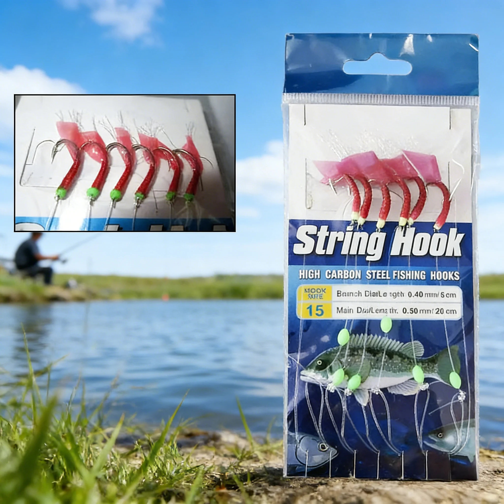 Pacote com 5 Anzóis de Pesca em Água Salgada Ocean Fly com Iscas Luminosas que Brilham no Escuro para Captura Noturna Aprimorada