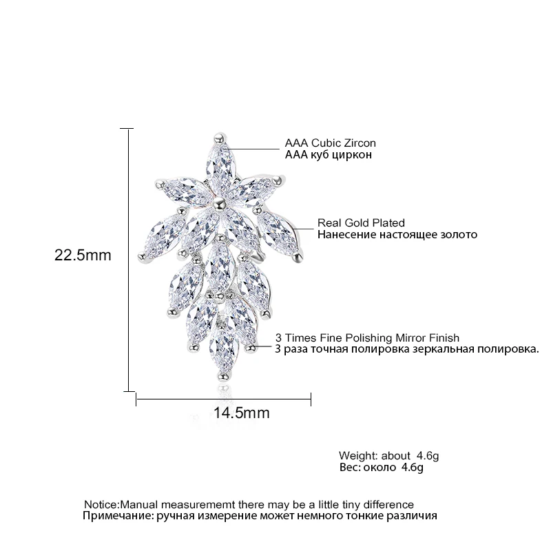 ZAKOL Elegant Marquise Crystal Zirconia Flower Stud Earrings Transparent CZ Bridal Wedding Party Earring