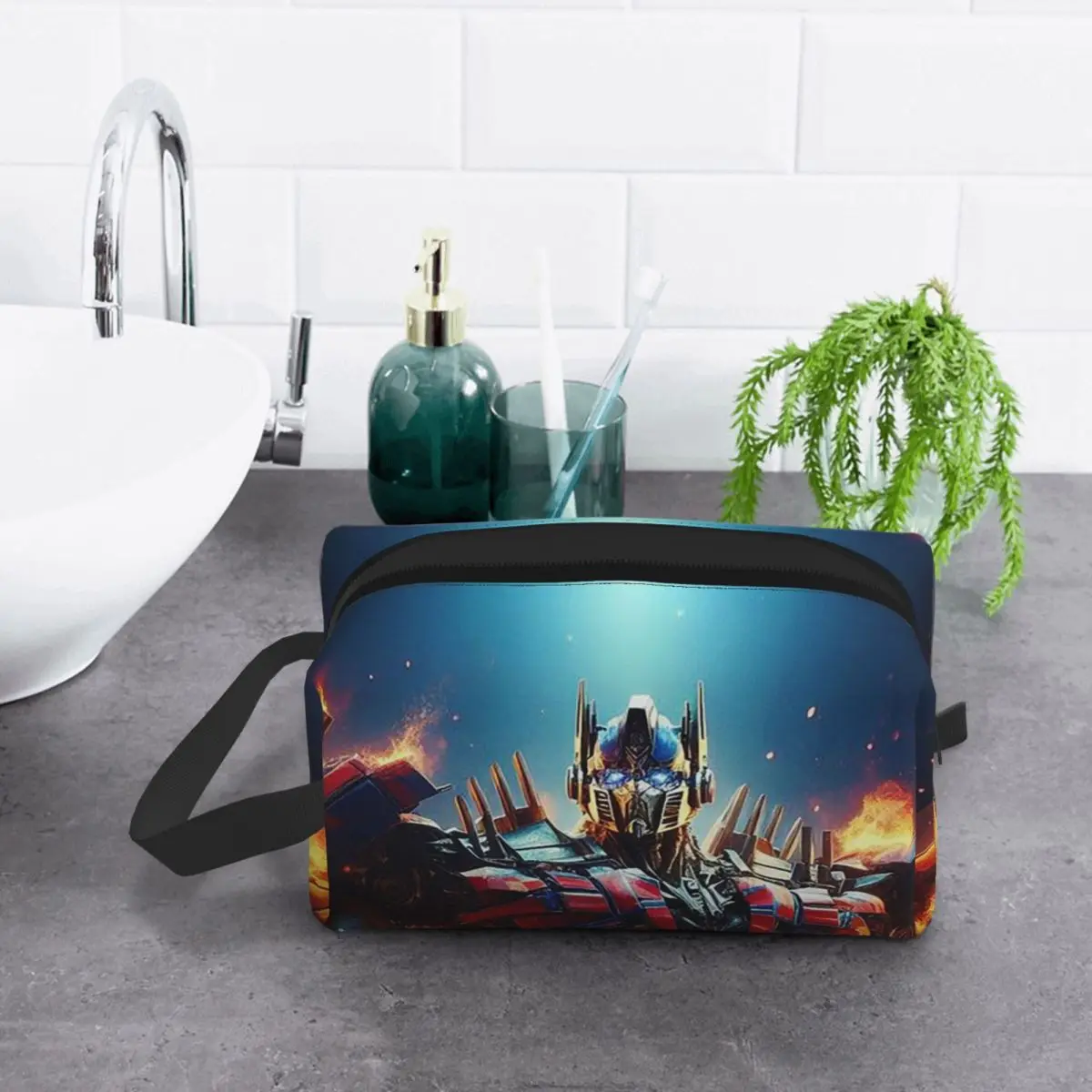 オプティマスプライム化粧バッグ化粧品オーガナイザー収納 Dopp キットトイレタリー化粧品バッグ女性美容旅行鉛筆ケース