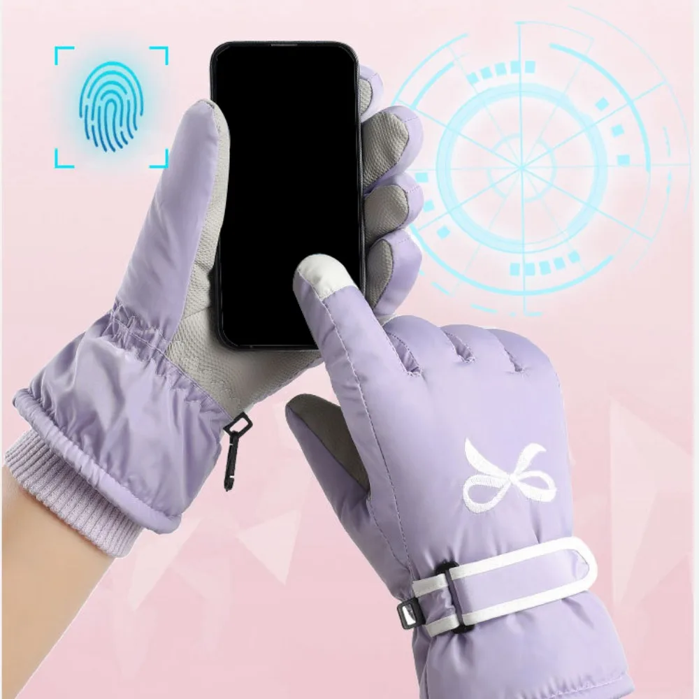 Nowe aksamitne rękawice narciarskie zimowe ciepłe dotykowe do jazdy na rowerze i narciarstwa antypoślizgowe wodoodporne zimowe ciepłe rękawice snowboardowe