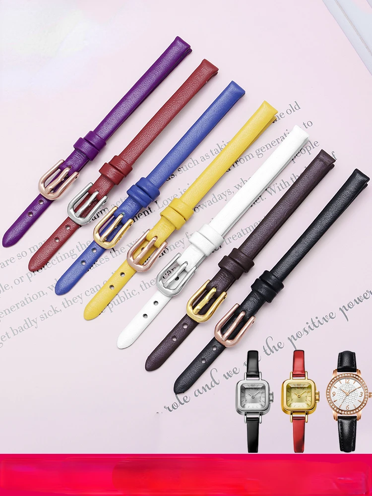 Watch Band Women\'s Leather Watch Strap for Folli Follie CK Citizen Small Dial Slim Thin Skin Chain 6mm 8mm 10mm 12mm 14mm 16mm