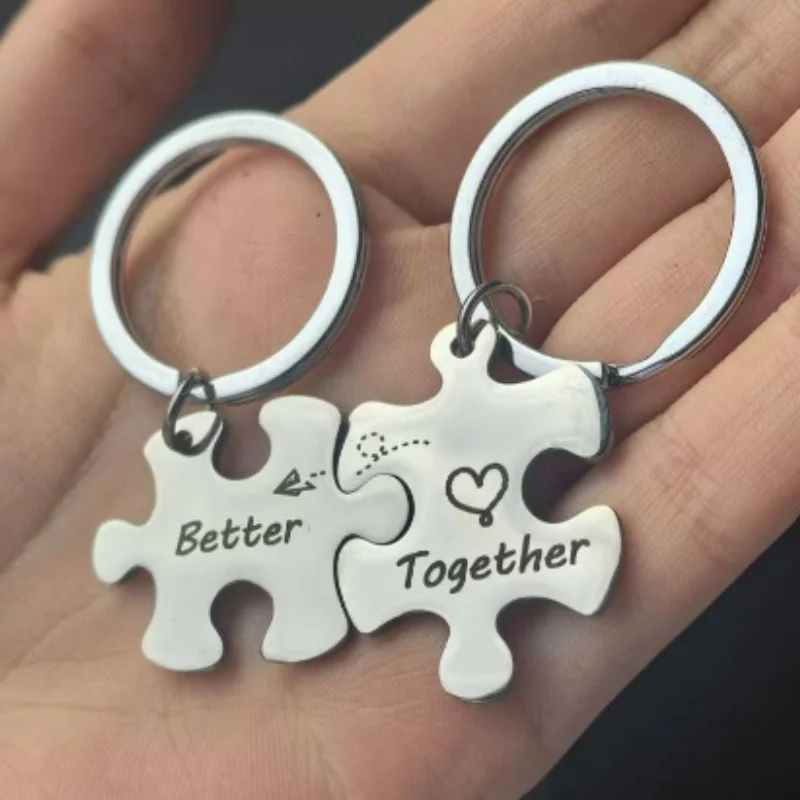 Passende Schlüsselanhänger für Paare für Freund und Freundin, Geschenke für Paare, Puzzle-Stück, Schlüsselanhänger, 2-teilig, „Better Together“-Schlüsselanhänger