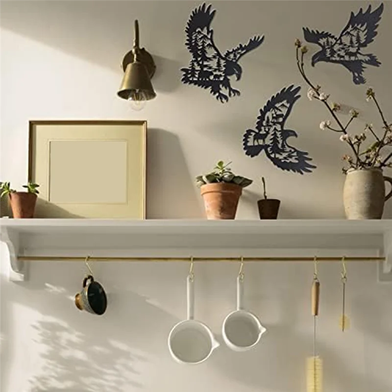 

A09F-Настенный художественный декор в виде металлического орла, набор из 3 предметов, настенный декор в виде белого орлана с рисунком медведя и оленя, декор для охоты на лесной ложке
