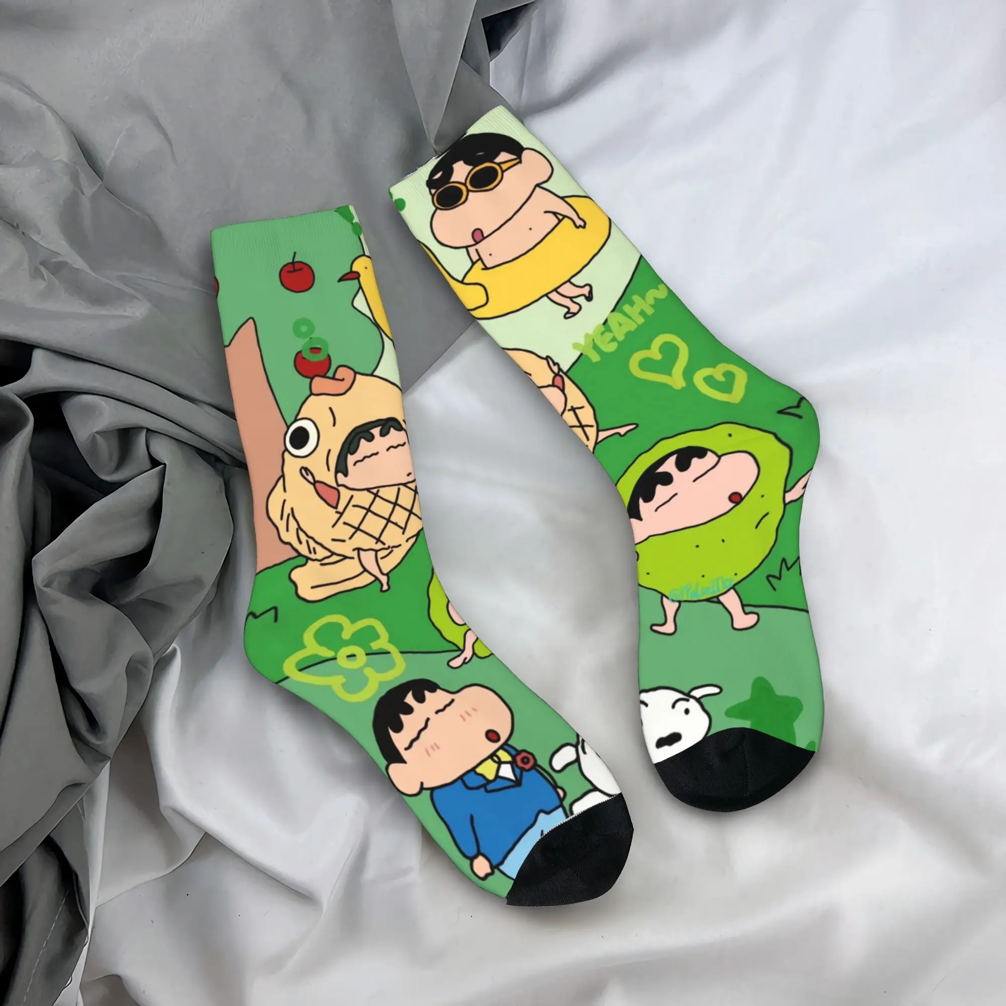 

Мужские носки унисекс, забавные мелки, чулки на голени, осенние кавайные средние мягкие носки, уличные носки с принтом, против пота