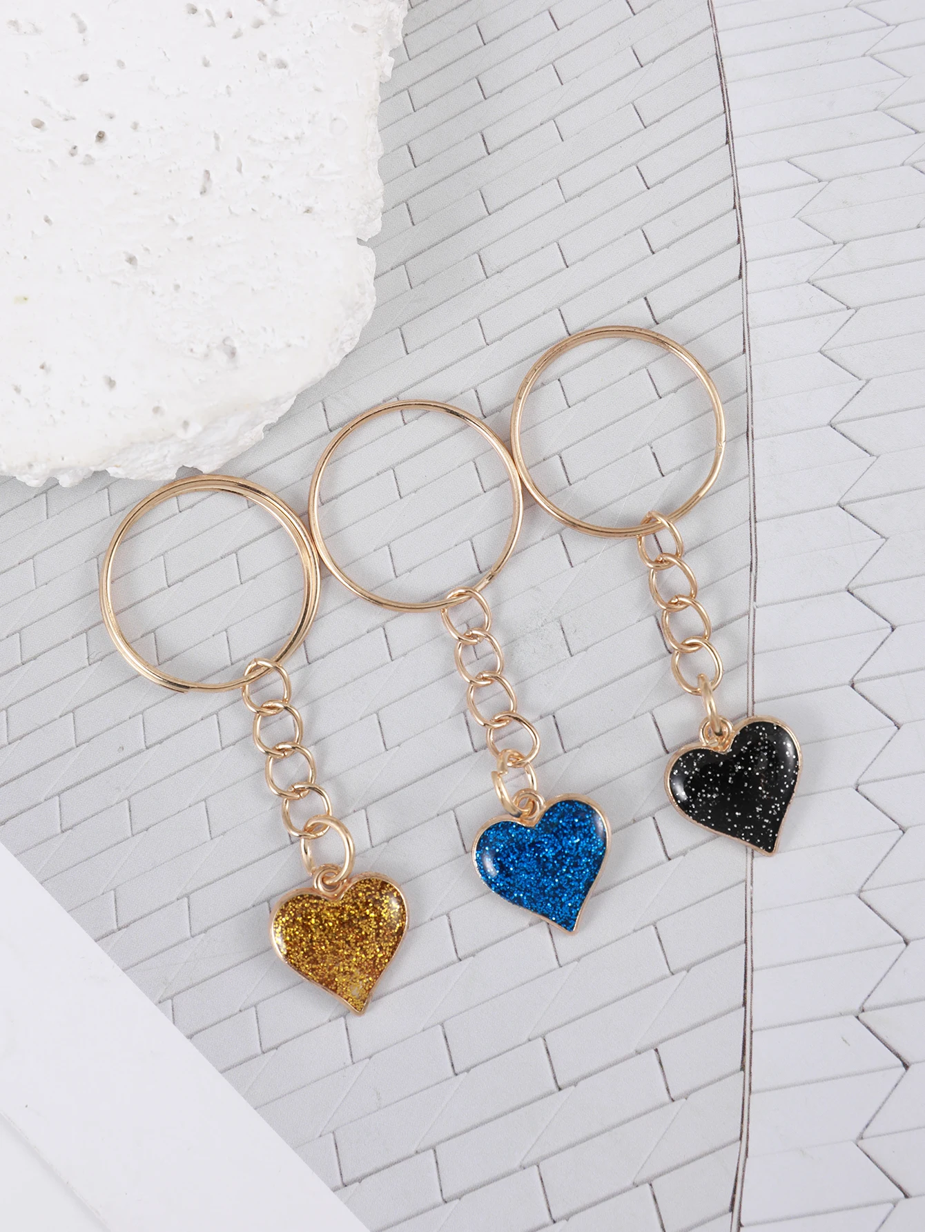 7pcs Cute Heart Keychain Alloy Key Ring Bag Backpack Charm Jewelry Accessories Party Decor Valentine\'s Day Women Female Gift