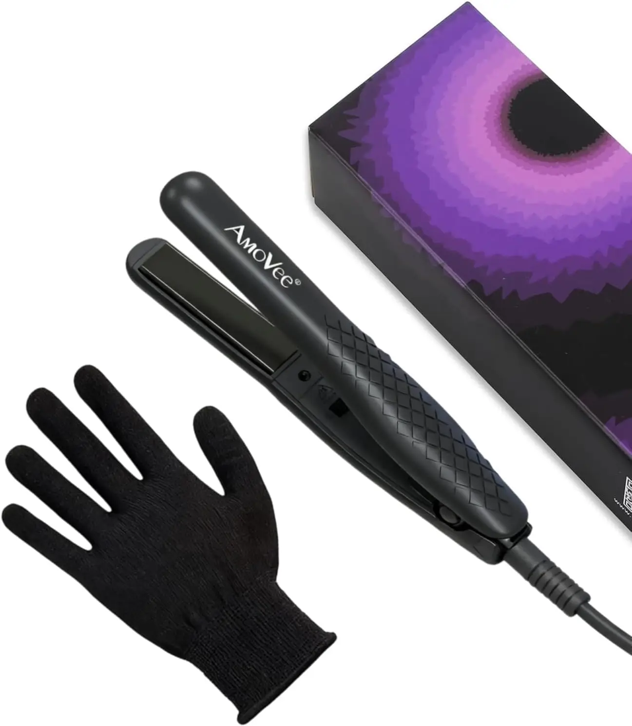 

Mini Flat Iron 0.7 Inch for Short Hair, Curls Bangs, Dual Voltage Travel Straightener - Black