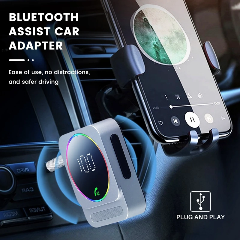 Bluetooth 5.3 AUX Car Adapter Bluetooth Audio Receiver Cancelling Car Music Adapter Built-In Mics Hands-Free