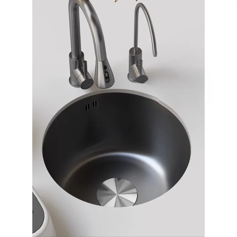 

Stainless steel sink round western kitchen island small sink thickened bar mini vegetable basin sink