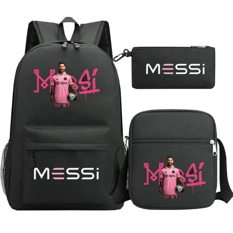 

Three-piece Bag Football Star Large-capacity Backpack Shoulder Bag Lunch Bags Pencil Bag Fashion Student Teenagers Backpack New