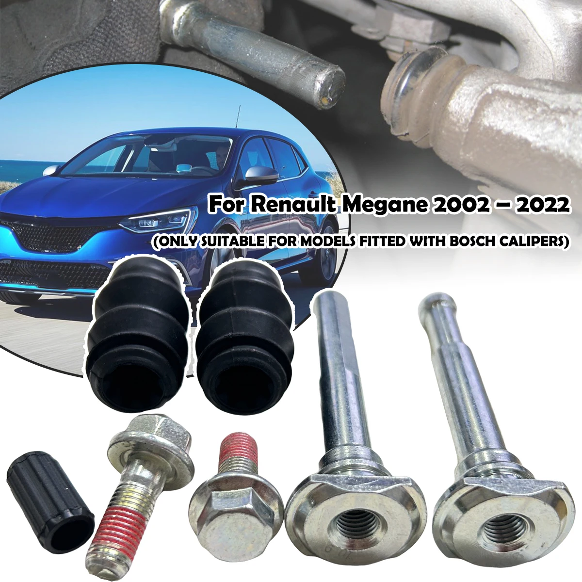 

Front Brake Caliper Slider Guide Pins Bolt Kit For Renault Megane 2002 2003- 2022 Left Right Disc Housing Bellows Sleeve Bushing