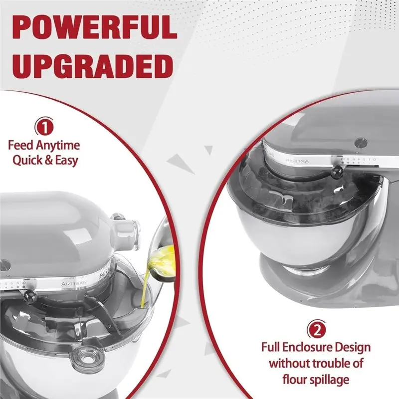 YANA35R Pouring Shield For Kitchenaid 4.5-5QT Tilt-Head Mixer,Only For Stainless Steel Bowl,Safety Secure Fit Splash Guard