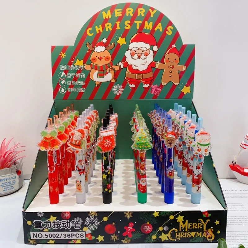 

36 шт./лот Kawaii Рождество Санта-Клаус Лось Снеговик Пресс гелевая ручка милые 0,5 мм черные чернила нейтральные ручки офисные школьные принадлежности