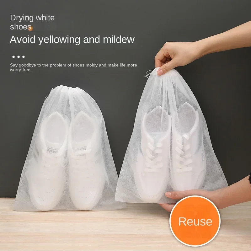 5PCS Storage Shoe Bag Non-woven Bag Cover Anti-yellow and White Shoe Sun Protection Thickened Breathable Dustproof Shoe Cover