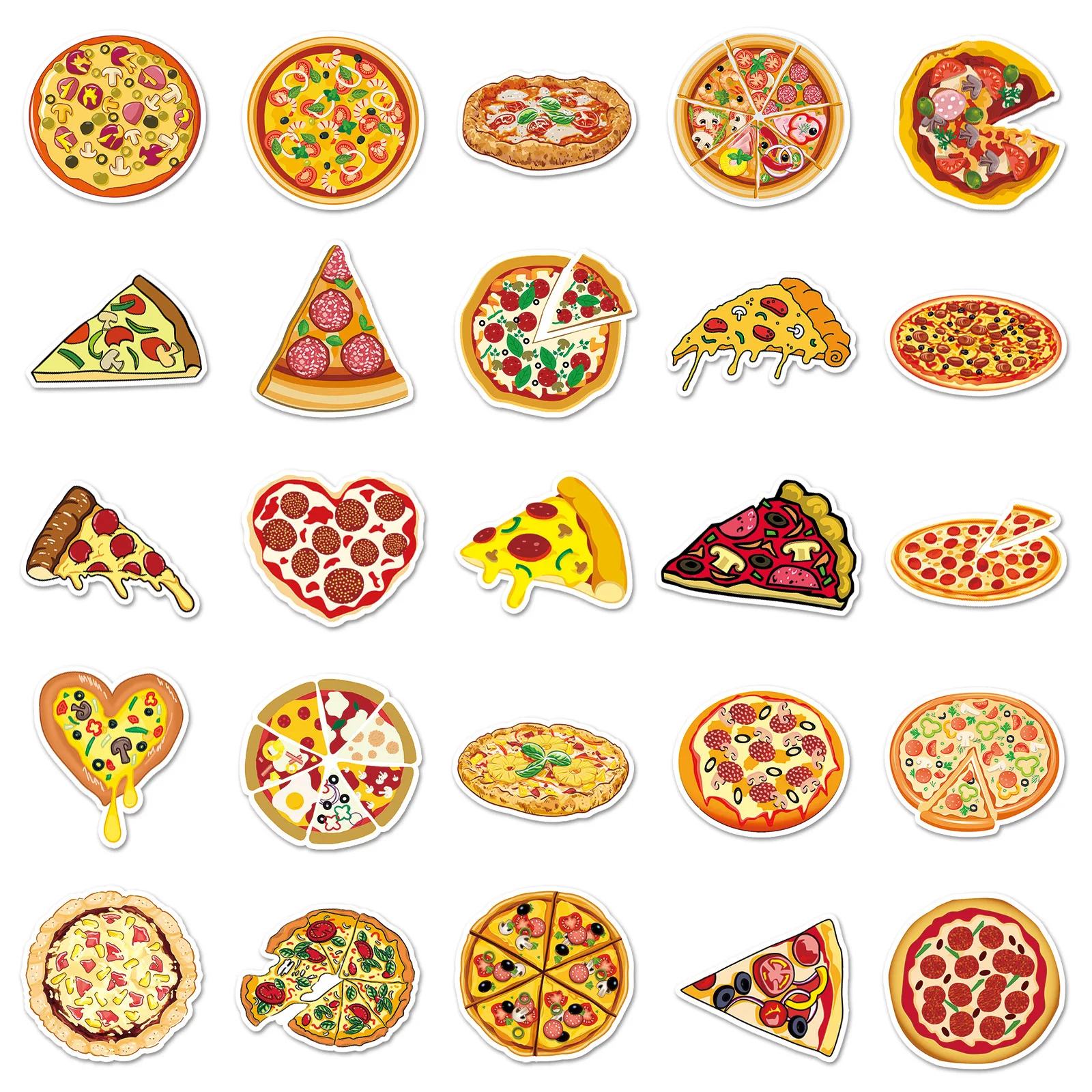 

50PCS Cartoon Pizza Food Funny Sticker Waterproof Graffiti Decal Kids Toy Gift for Scrapbook Phone Case Notebook Scooter