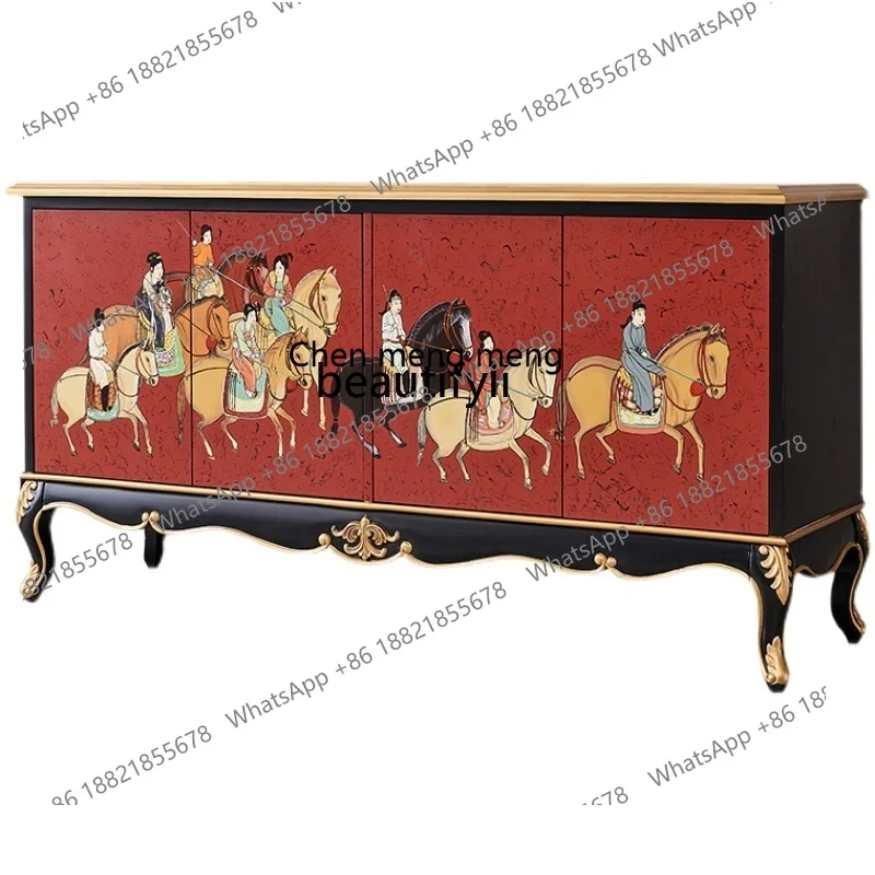 

Modern new Chinese living room, side table American French storage, entrance decorative locker