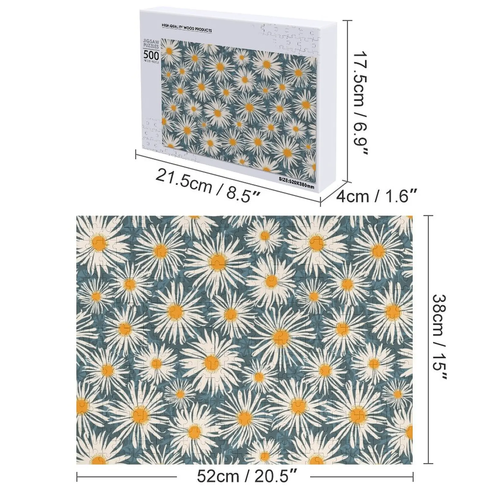 Puzzle con motivo floreale margherite giganti, doganale con foto, animali in legno, foto personalizzata, regali personalizzati
