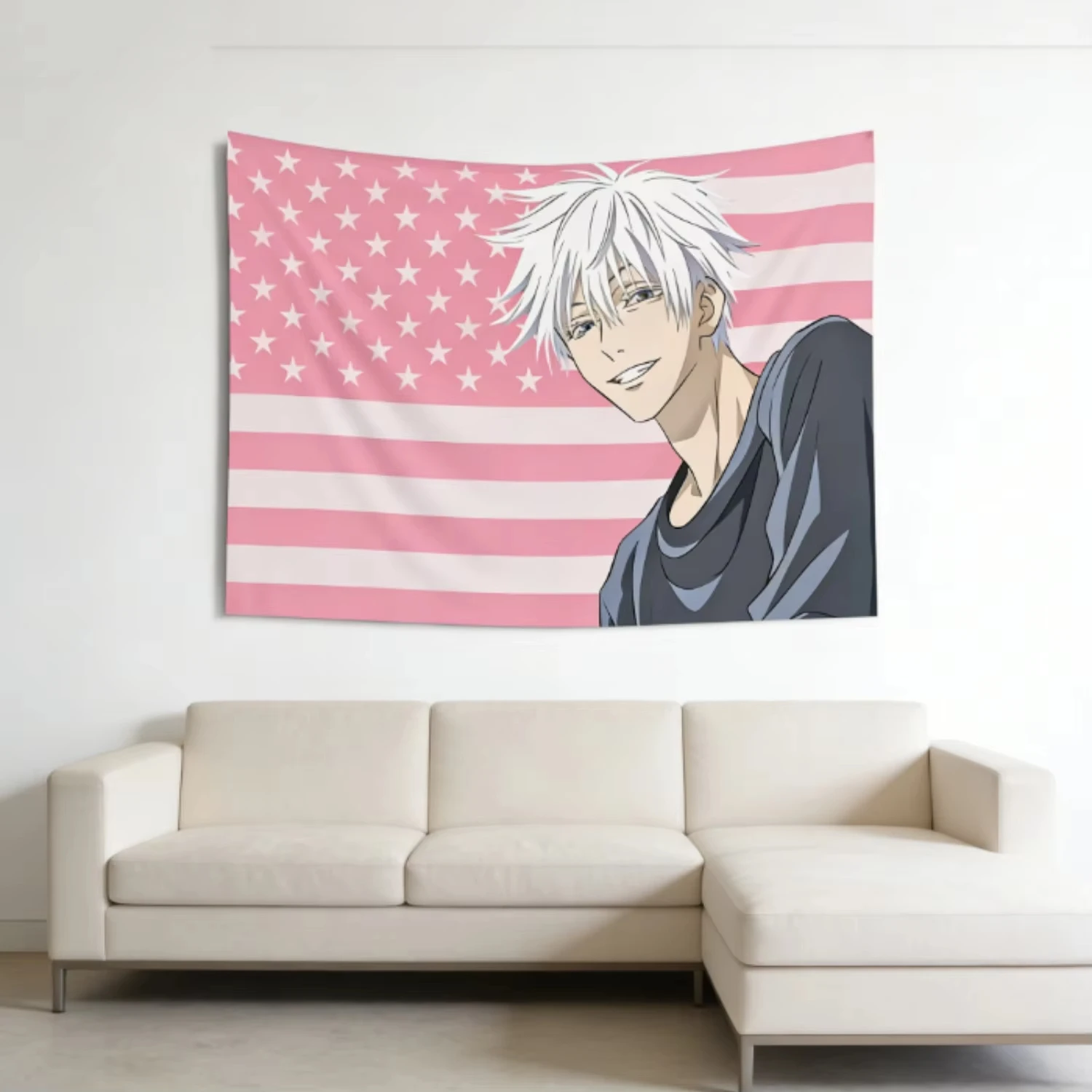 Gojo Satoru Anime Wandteppich Hochwertiger Stoff in Verschiedenen Größen Flachdruck für Heimdekoration Wandbehang Kunst