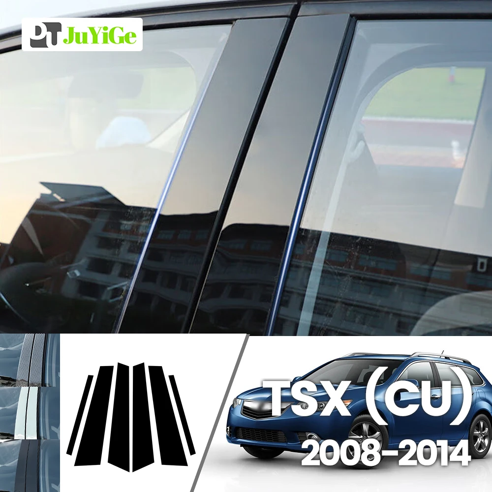 

For Acura TSX CU 2008-2014 2009 2010 2011 2012 2013 Bright Black Carbon Fibre Window Door B C Sticker