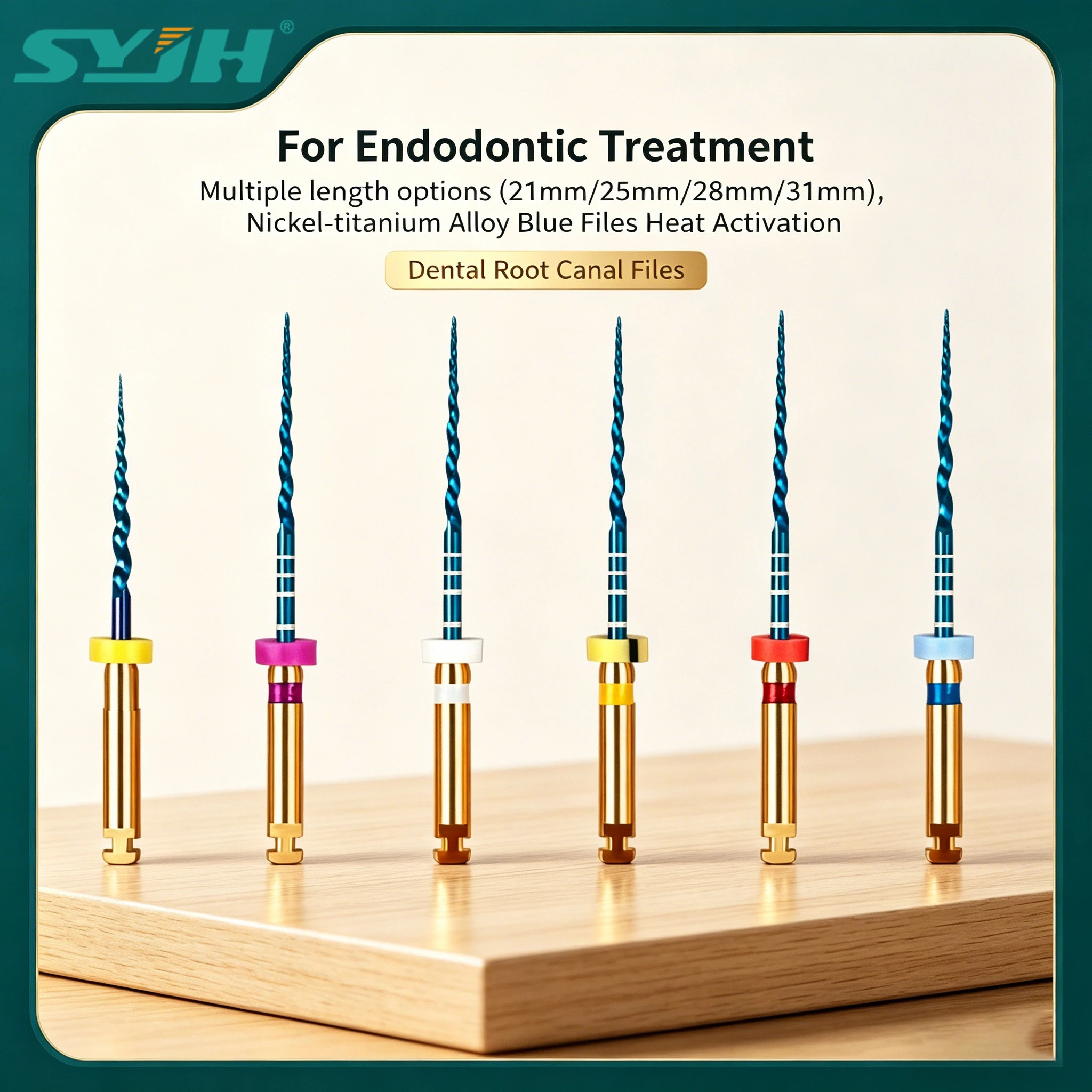 

6pcs/Pack Dental SYJH Blue Files Nickel-titanium Heat Activation 19/21/25/31mm Endodontic Files Dentist Root Canal Cleaning Tool