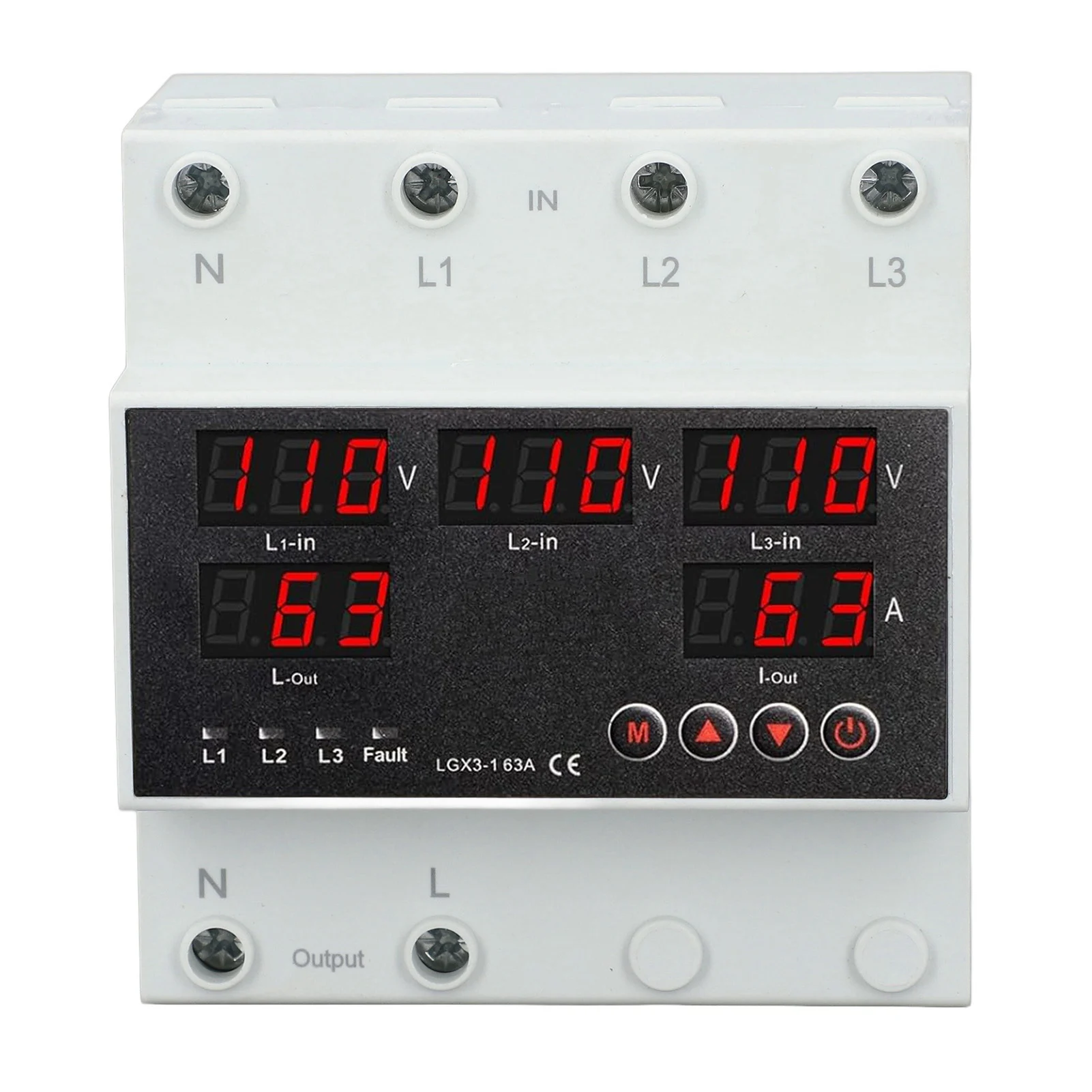 

Automatic Transfer Switch 63A 3P4W LED Display Adjustable Voltage Protector for Home Generator Inverter AC220V(230‑300V Maximum