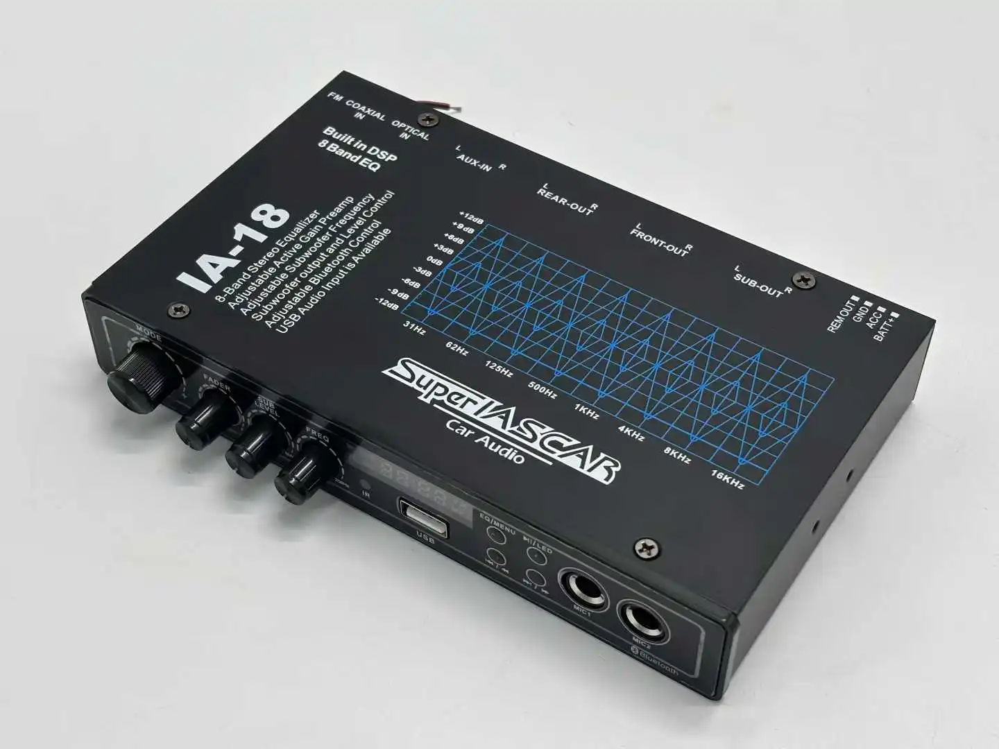 2pcs EQ IA-18-BAND Graphic Equalization Pre Amplifier With Frequency Sub Subwoofer 12V High Fidelity Car Amplifier