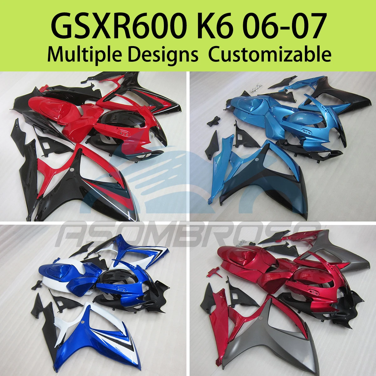 Suit GSXR 600 750 2006 2007 Cool Fairing Kit for SUZUKI GSXR600 GSXR750 06 07 Aftermarket Bodywork Full Fairings ABS Cowling