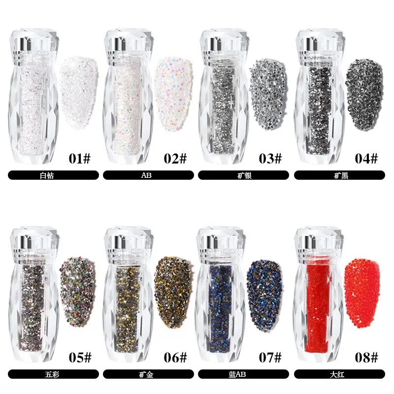 1 Bottle Crystal Mini Nail Rhinestones Shiny Reflective Small Diamond Vintage Material Nail Decoration Round Bead Nail Gems