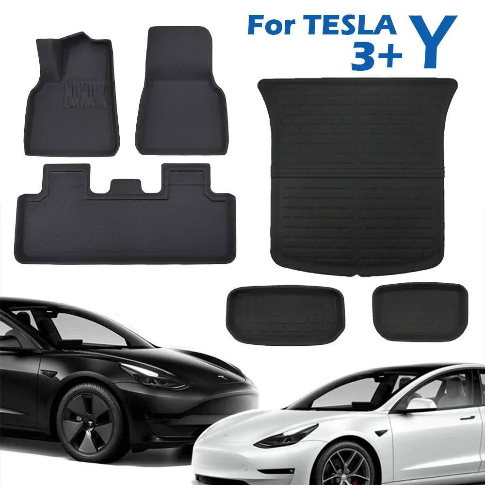 

XPE Floor Mats for Tesla Model Y 2023 2024 Model 3 Highland All Weather Waterproof Trunk Mat Cargo Liner Accessories