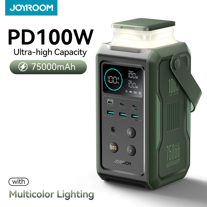 

JOYROOM 75000mAh 240Wh Portable Power Station with 100W USB C Output Large Battery Capacity Power Bank Lighting and SOS Mode