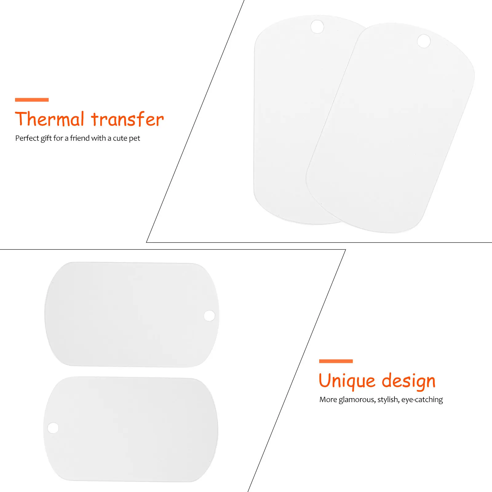 Blank Dog Tag Pendants 2 Pack Iron Heat Transfer Sublimation Blanks for DIY Personalized Pet Name ID Tags