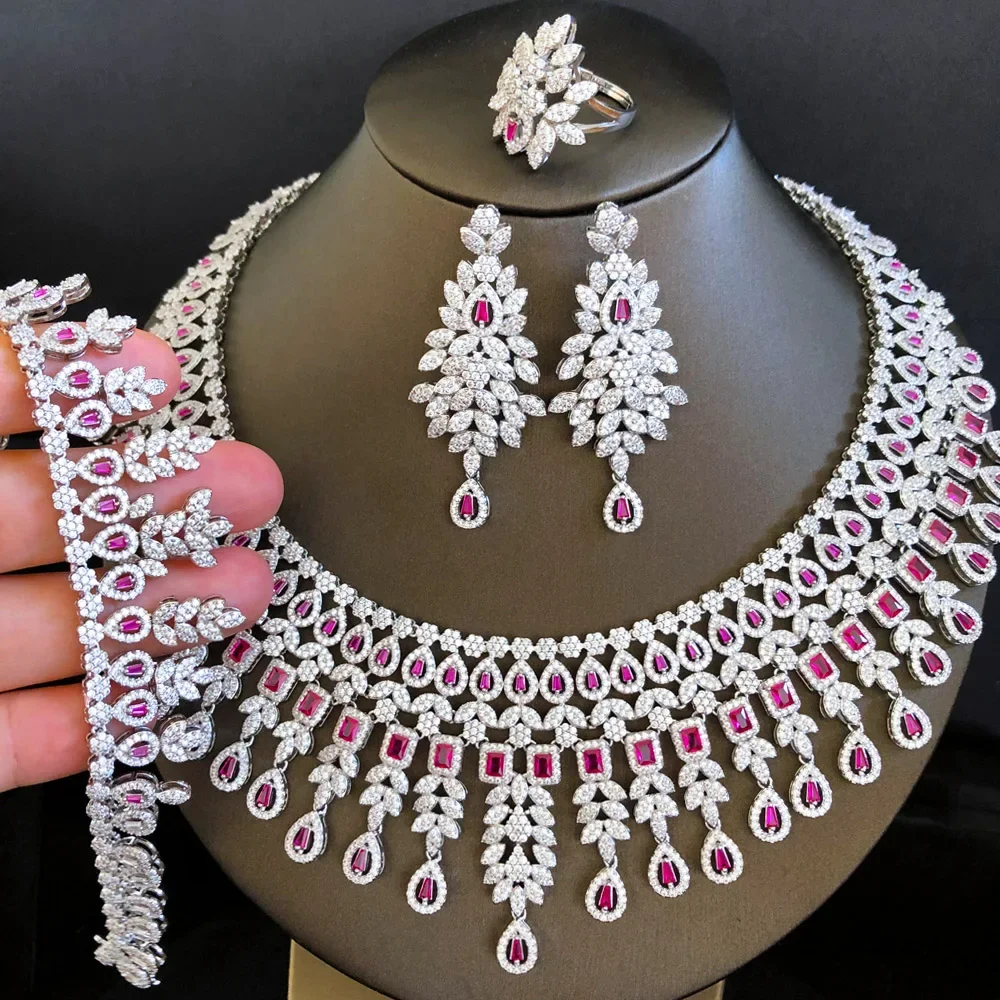 

Soramoore New Trendy Big Luxury Jewelry Sets For Women Wedding Party Zircon CZ African Dubai Bridal Jewelry Set Dance Party Show