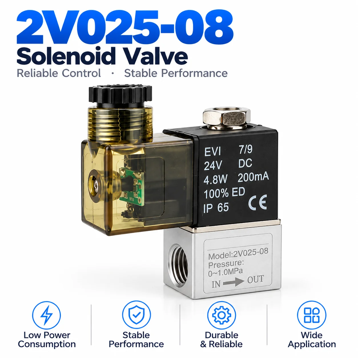 Air Solenoid Valves 2V025-08 2 Position 2 Port 1/4