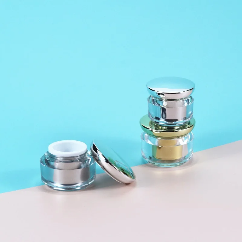 5g shiny silver/gold plastic acrylic cream jar pot tin sample/eye cream/art nail/essence/gel/spot remover cosmetic packing