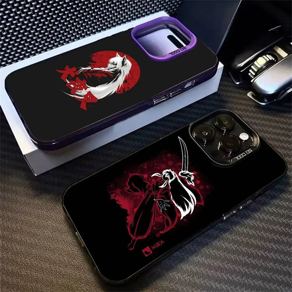 Coque de téléphone Half-demon destiny-Inuyasha pour iPhone 17, 16, 15, 14, 12, 13, 11 Plus, Pro Max, XS, avec motif dégradé argenté
