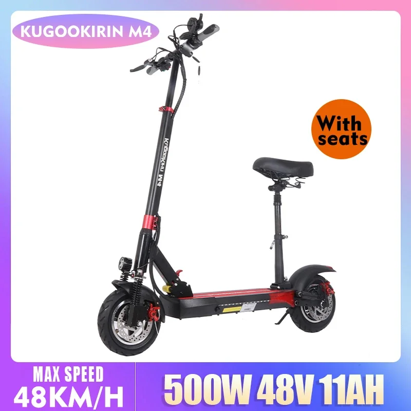 EU 2024 Kirin M4 Electric Scooter Adult Electric Scooters with Seat 500W 48V 11AH Max Speed 45KMH Powerful EScooter Foldable