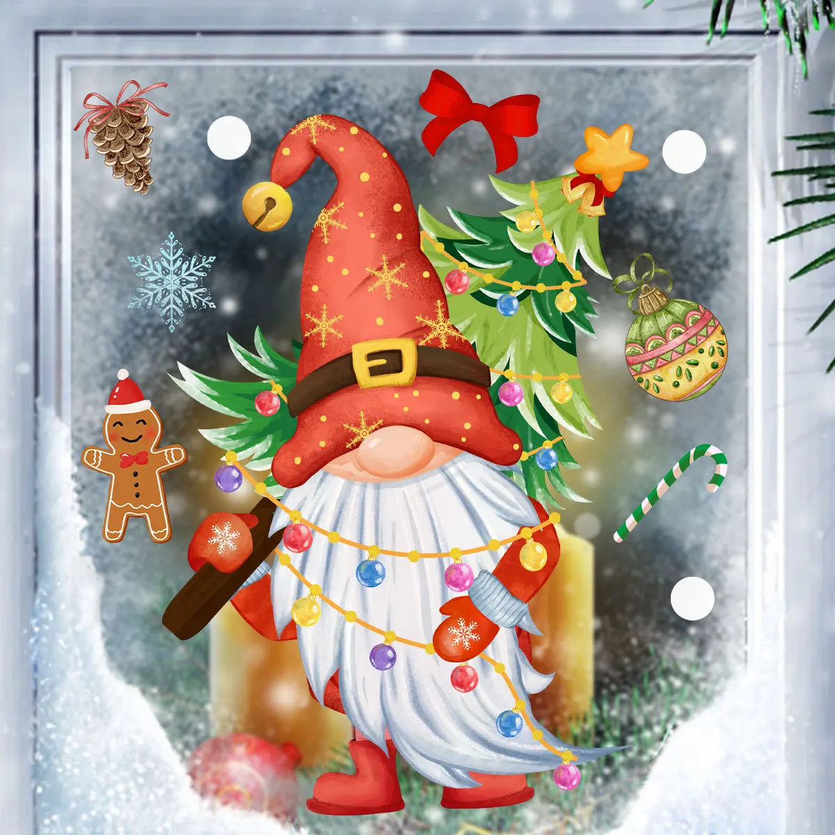 Cartoon Christmas Snowman Snowflake Static Sticker Wall Sticker Christmas Glass Window Decorative Wall Sticker