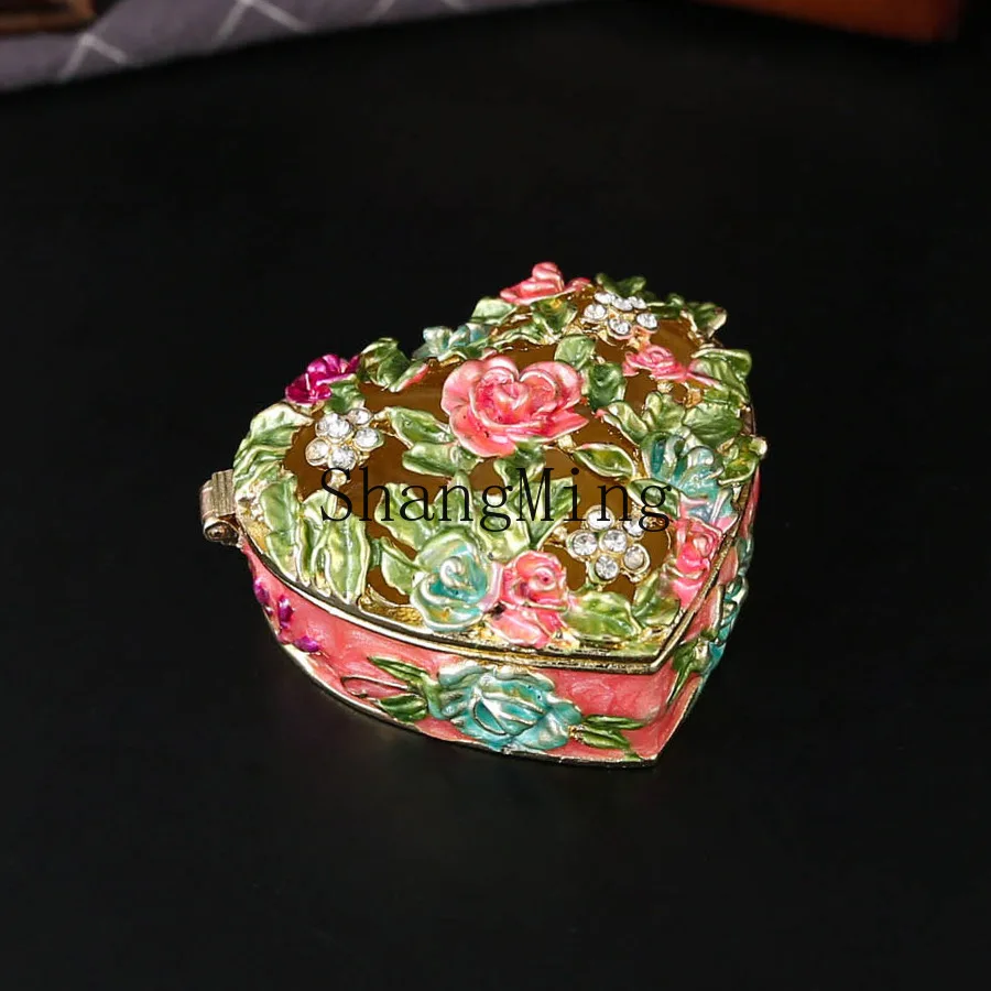 

CL Creative Enamel Flower Jewelry Box Jewelry Storage Box Wedding Birthday Gift Small Ornament Handicrafts