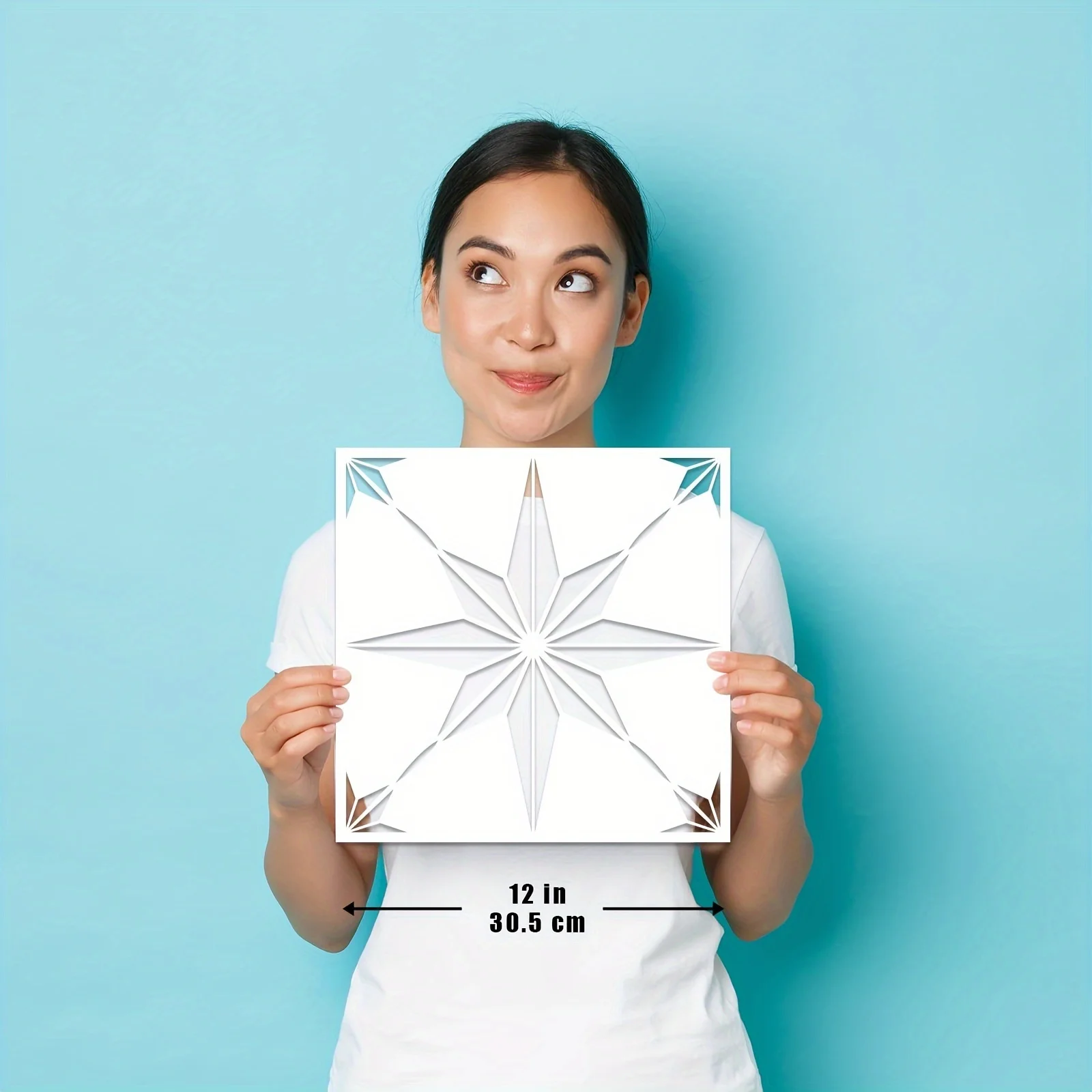 4PCS 12x12 inch Star Tile Stencils for Painting Floors and Walls, Large Reusable Floor Stencil for Home Decor