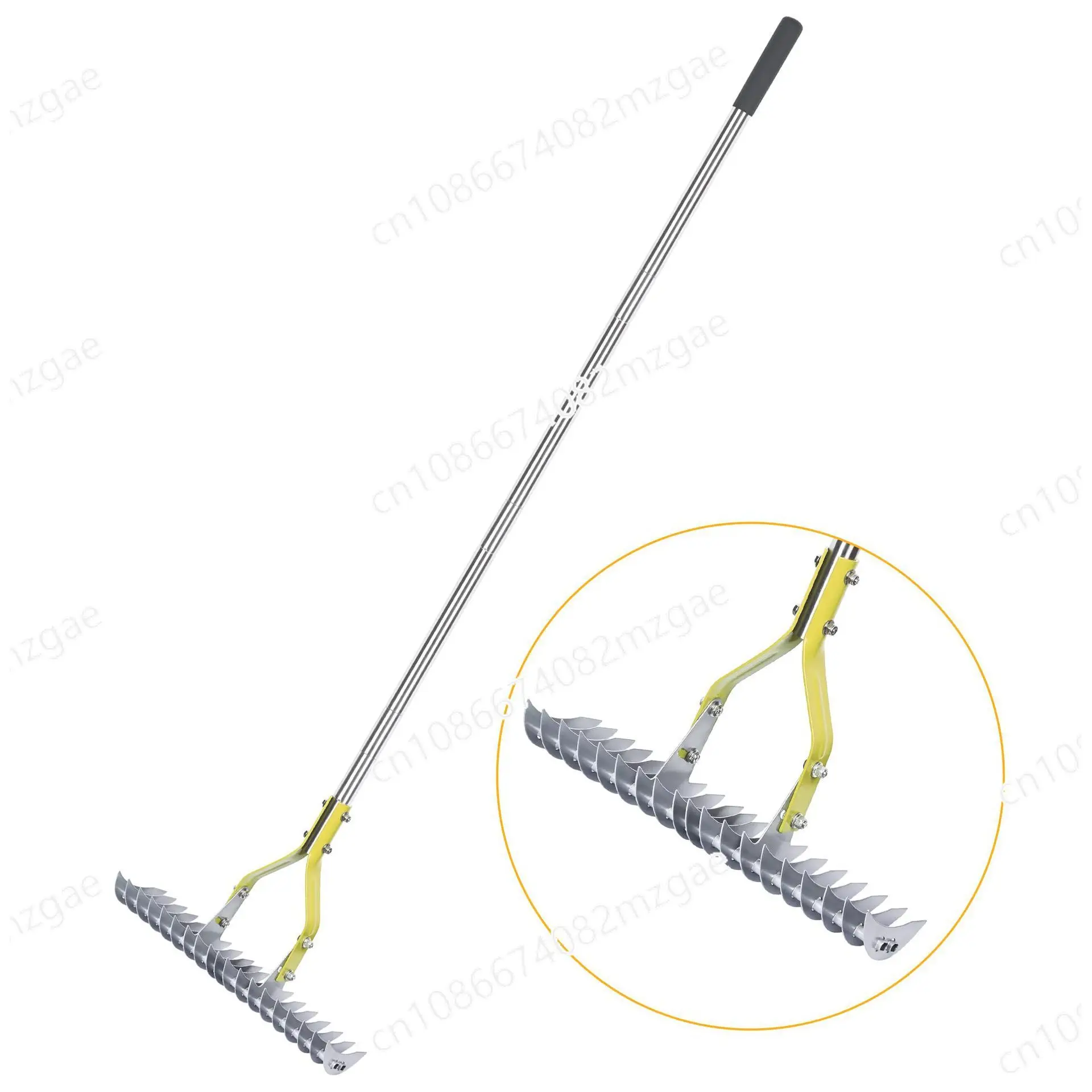 Thatch Rake 15-inch wide lawn thatch rake stainless steel handle for withered grass