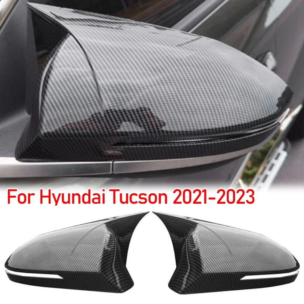 Car Carbon Look Rearview Mirror Cover Shell Caps Add-on Accessories For Hyundai Tucson NX4 21-23 Side Rearview Mirror Cover Caps