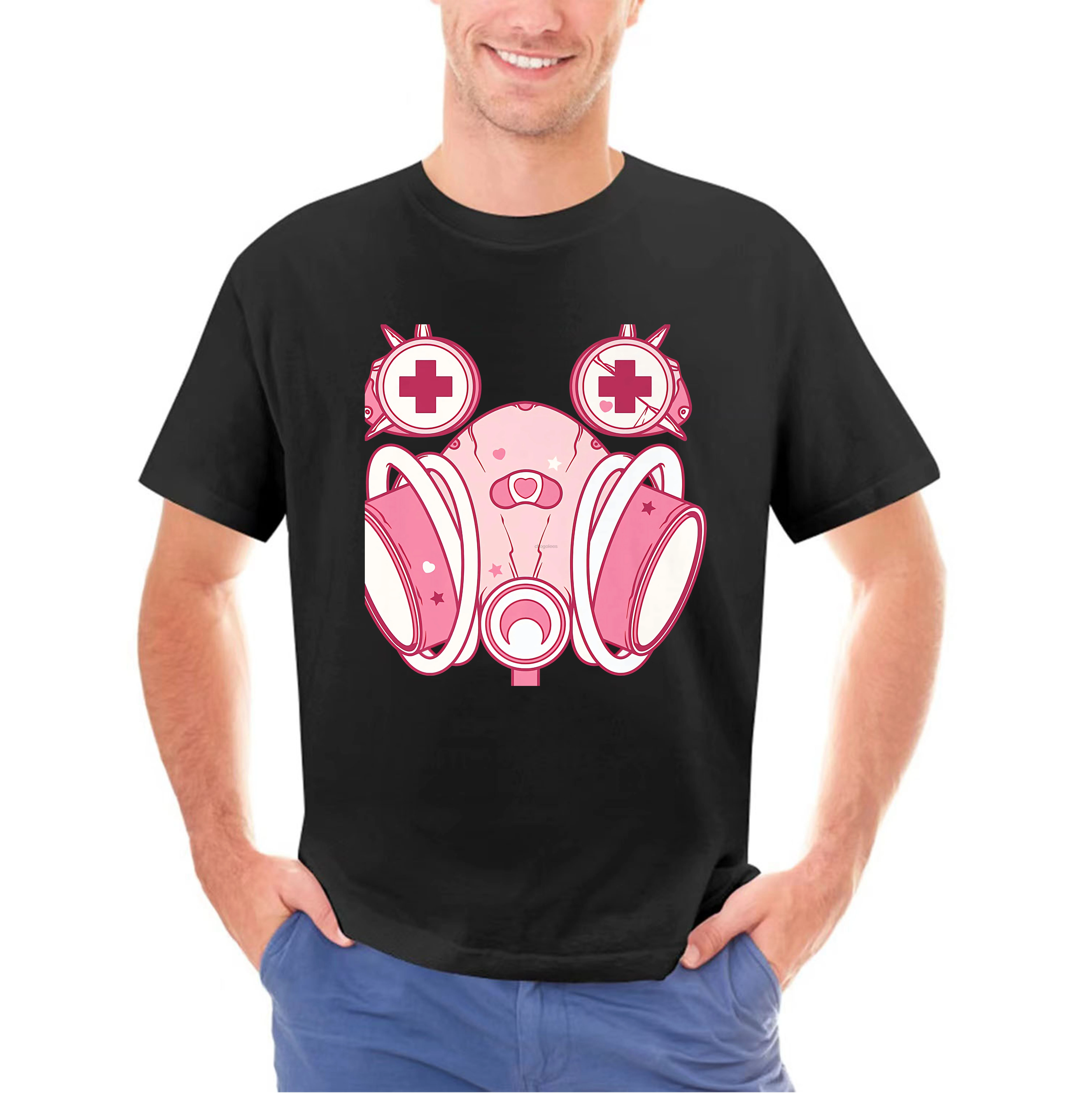 Kawaii Gas Mask T Shirt   Pastel Goth Clothing   Menhera Yami Kawaii   Post Apocalyptic Fashion   Soft Grunge   Steampunk Shirt