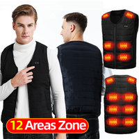 USB Charging Heated Vest Men Winter Warming Electric Thermal Heated Jacket Smart Self Heating Vest Women V Neck Washable Unisex