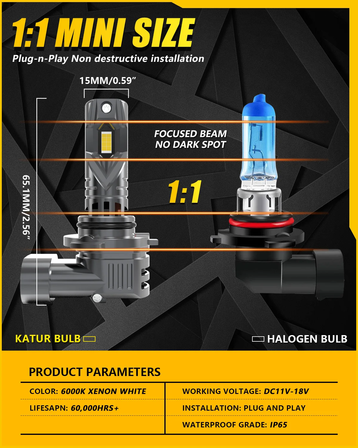 Katur 2x 9006 HB4 سيارة Led المصباح لمبة DRL عالية الطاقة 100 واط 6000 كيلو الأبيض مصابيح Led قوية مع مروحة لكزس ES RX IS GS #2