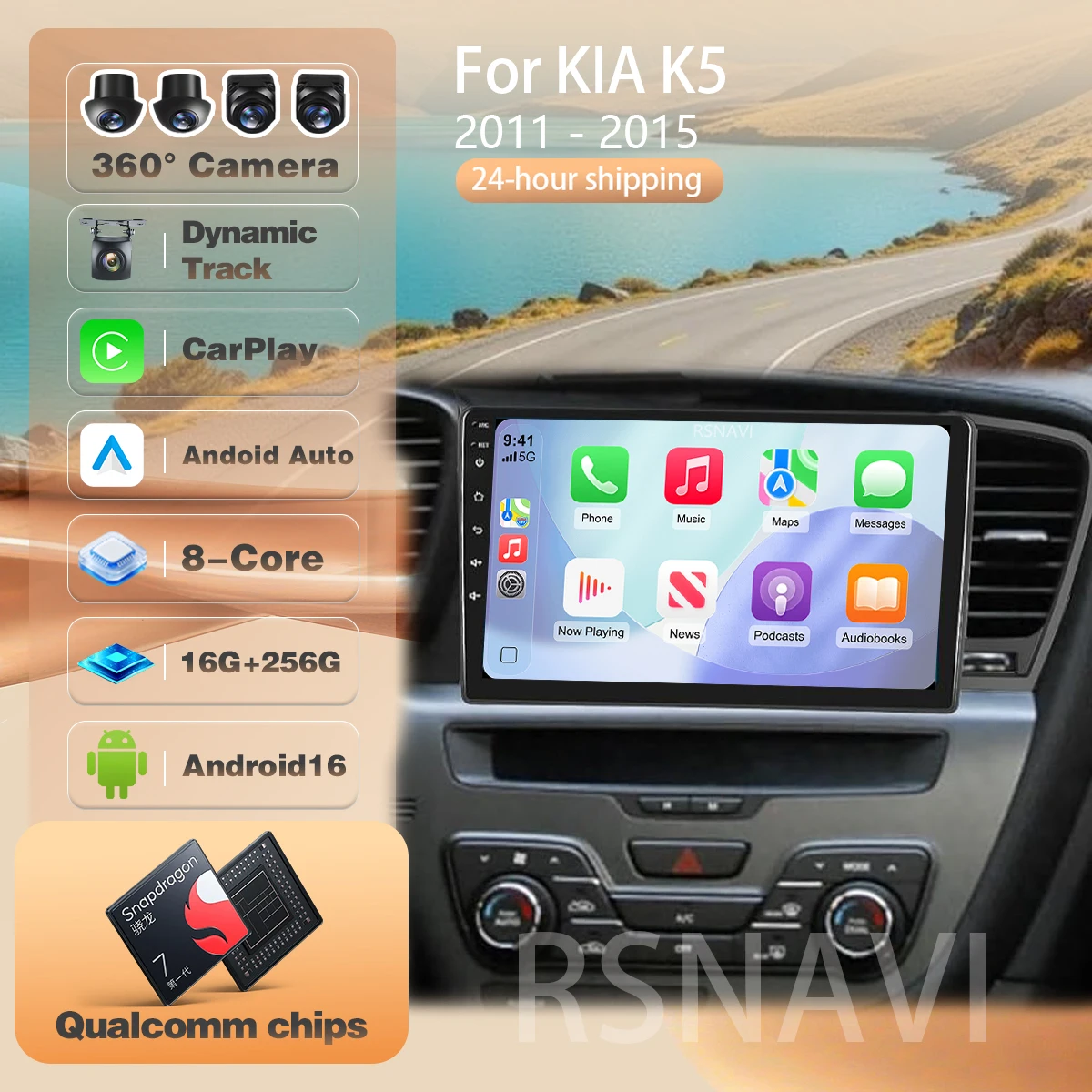 For KIA Kia K5 Optima 2011 - 2015 GPS Stereo steering wheel app Plug and Play wireless Carplay Auto Car Radio Player Android 16
