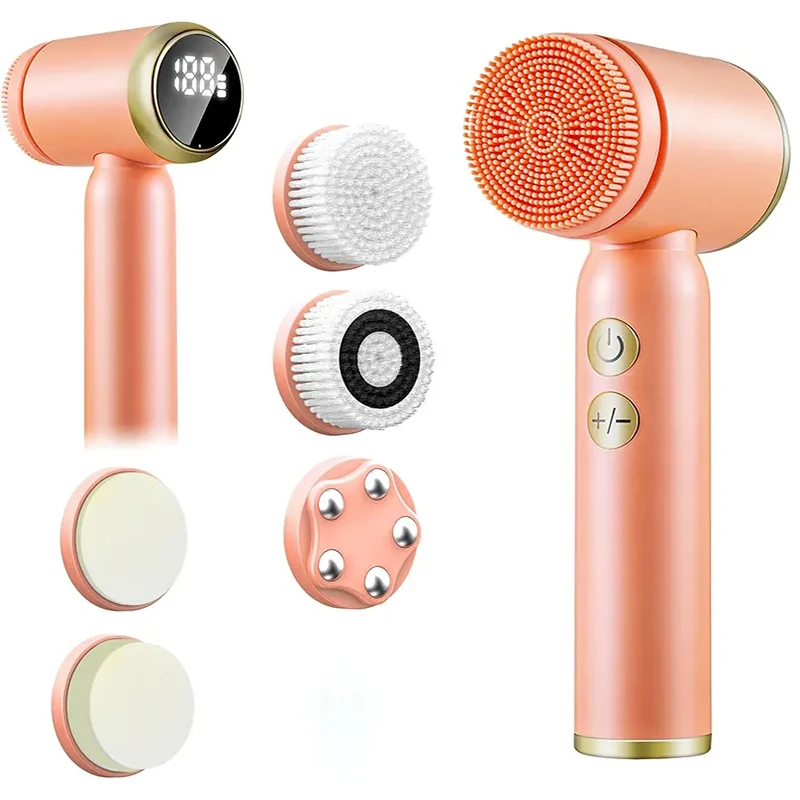 

Portable Silicone Electric Face Brush Cleanser Facial Cleansing Spin Roller Cold And Hot Compress Facial Cleaner