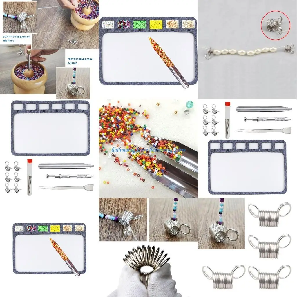 

573B Handcraft Beading Mat Set 11Pcs Study Felted Jewelry Making Boards Accessory with Alphabetical Bead Sorting Supplies