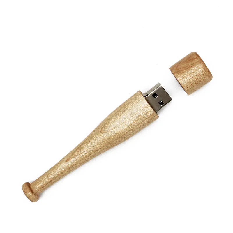 무료 사용자 정의 레이저 조각 로고 메이플 야구 방망이 모델 USB2.0 플래시 드라이브 4GB 8GB 16GB 32GB 64GB 128GB