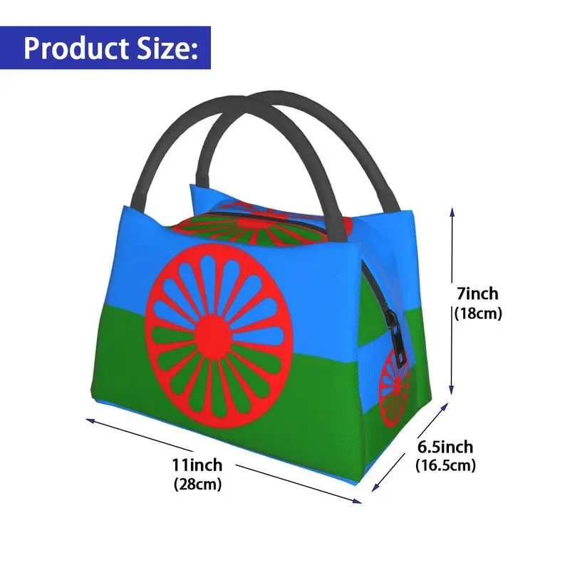 Custom Romany Thermal Insulated Lunch Bags Women Gypsy Flag Portable Lunch Tote for Camping Travel Multifunction Meal Food Box